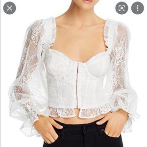 For Love & Lemons white lace bustier top